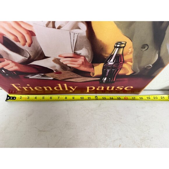 VINTAGE COCA COLA  FRIENDLY PAUSE CARDBOARD CUTOUTS 29x18” - Picture 10 of 10